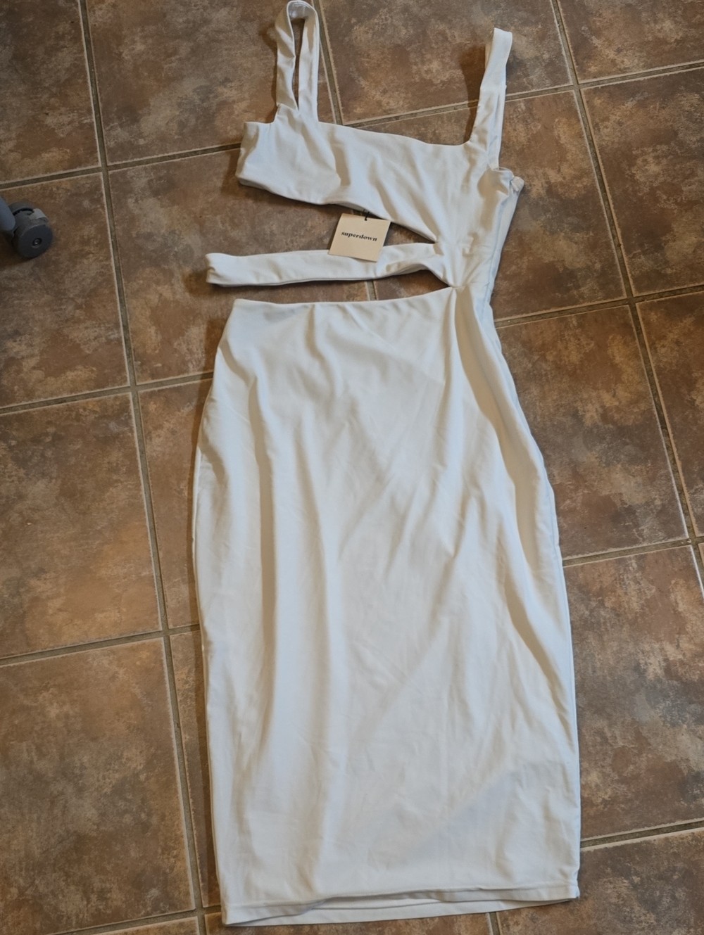 Superdown White One-Shoulder Cutout Bodycon Dress